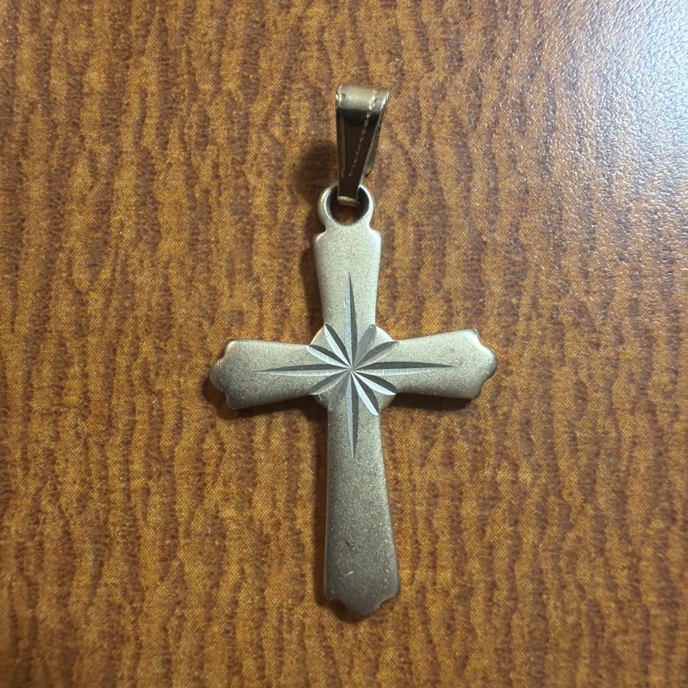 Sarah Coventry Gold Tone Cross Pendant Signed 1.5"